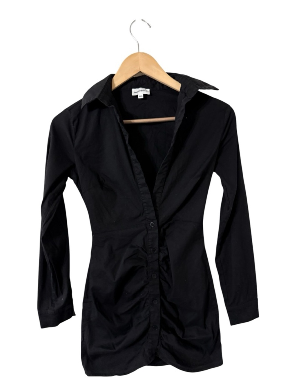 REVOLVE x Superdown Colette Ruched Button Up Long Sleeve Mini Dress - Picture 4 of 8